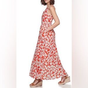 Orange and White Floral Dress